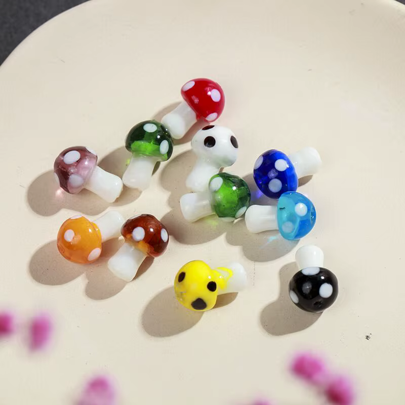 Perles en verre de lampe champignon rouge, en vrac, pour bricolage, artisanat, fabrication de bijoux, accessoires, boucles d'oreilles, 10x13mm, 12x17mm, vente en gros