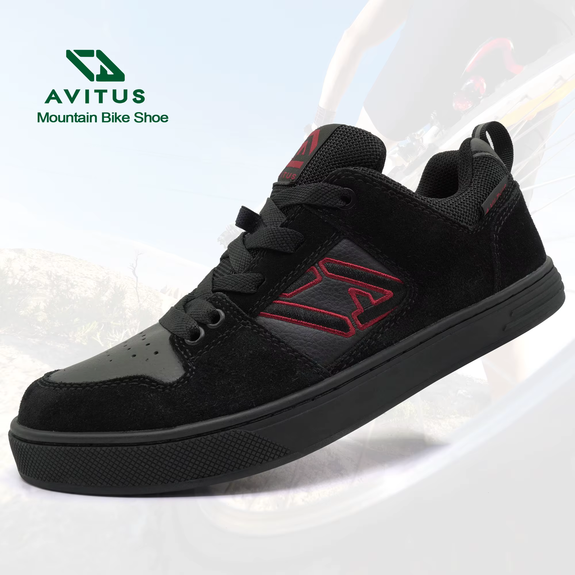 AVITUS-Chaussures de vélo de montagne pour homme, baskets avec semelle en caoutchouc et pédale plate lumineuse, pour le cyclisme