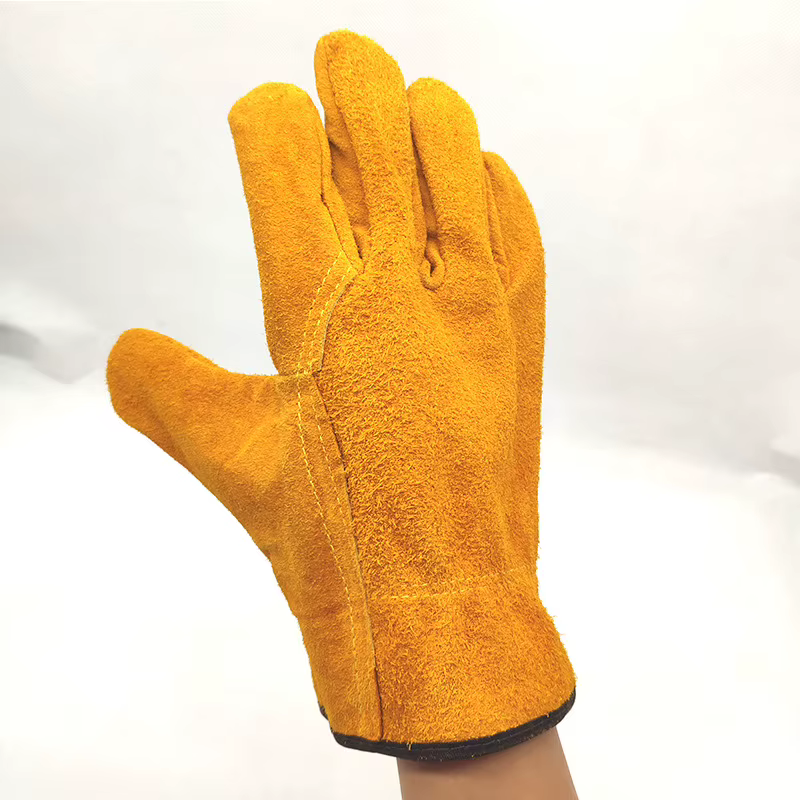 Gants de Soudeur en Cuir de Vache, Protection des Mains, Anti-Coupure, pour le Travail et le Jardin