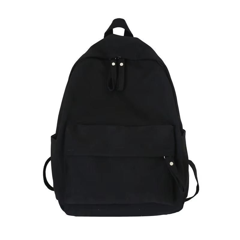 Sac à dos noir solide, sac d'école Oxford étanche