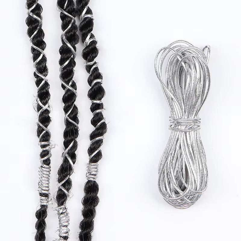 Tresses de cheveux tressées africaines, accessoires pour dreadlock, argent, or, décoration, style miroitant, extensible, élastique