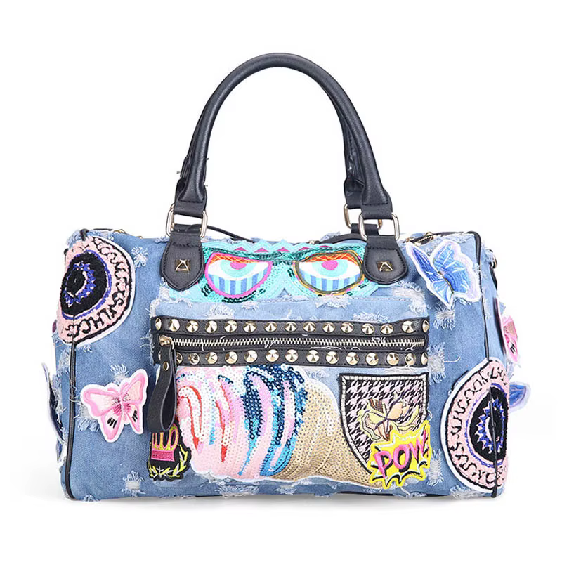 IPinee-Sac à main en denim pour femme