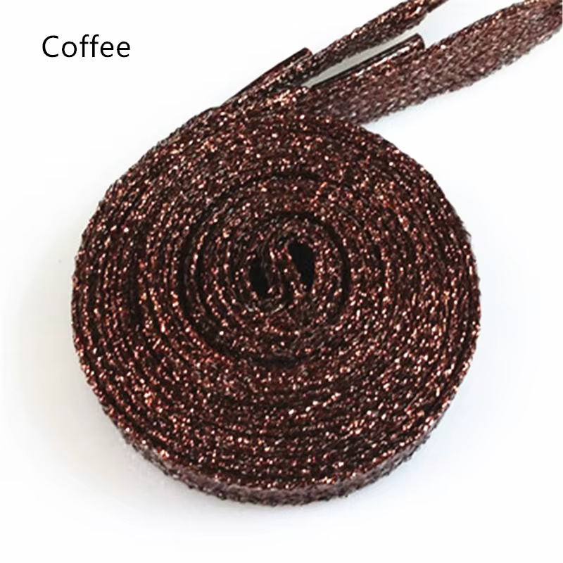 1 paire de lacets en fil d'or et d'argent brillant, lacets plats à paillettes, couleurs scintillantes, 110cm, lacets de chaussures colorés