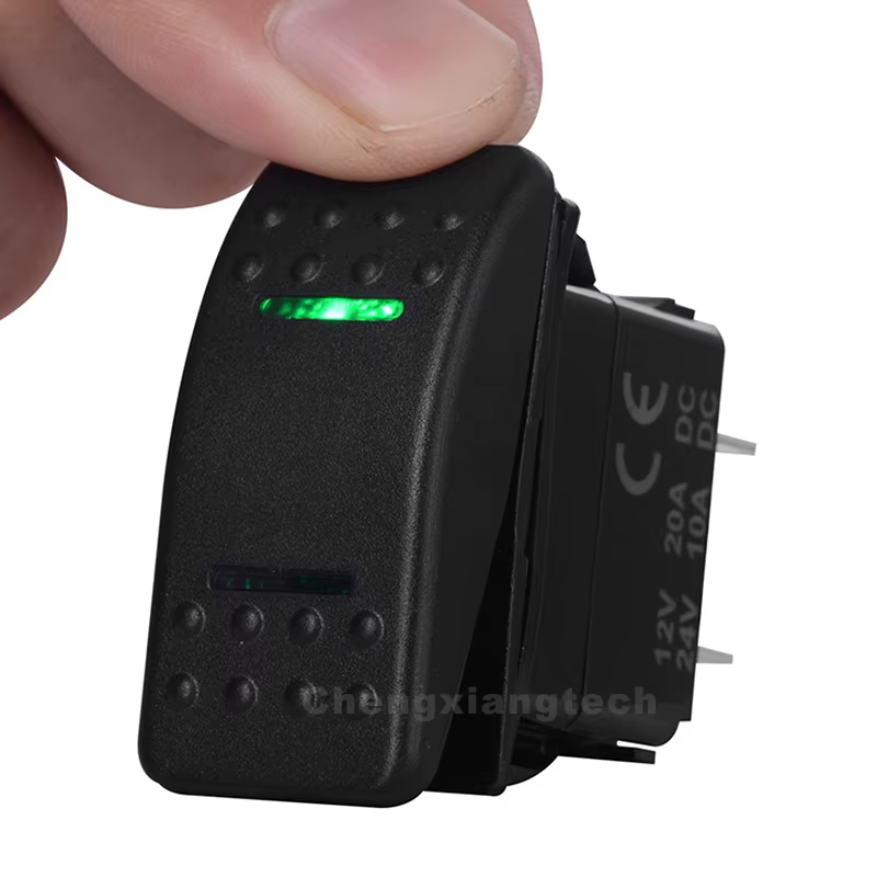 Led verte (ON)-OFF-(ON) (ON) OFF ON OFF ON interrupteur à bascule 12V 20A DPDT SPST interrupteur à bascule éclairé accessoires de bateau de voiture