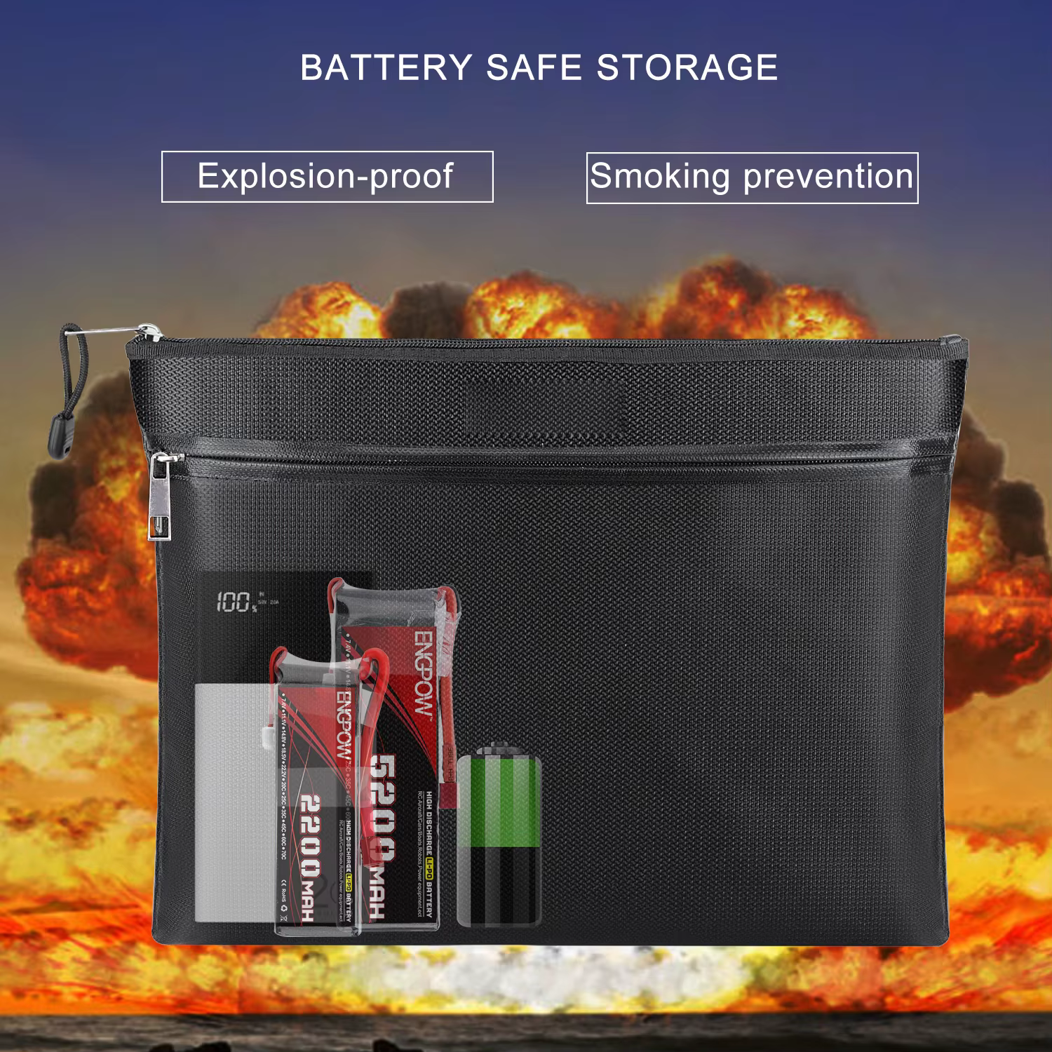 Sac de rangement double compartiment ignifuge et étanche avec fermeture éclair, sac de rangement multifonctionnel pour organiser les dossiers, sac ignifuge