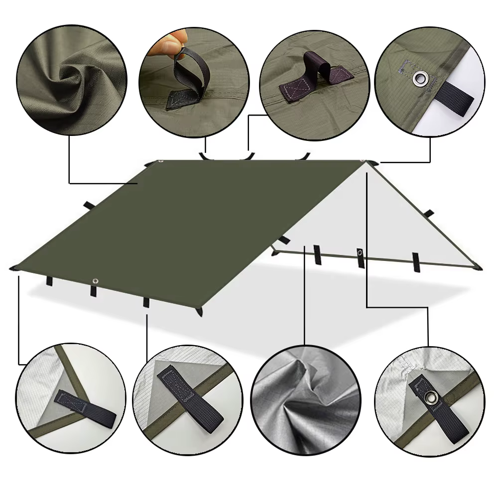 Bâche de survie imperméable à 19 points de suspension