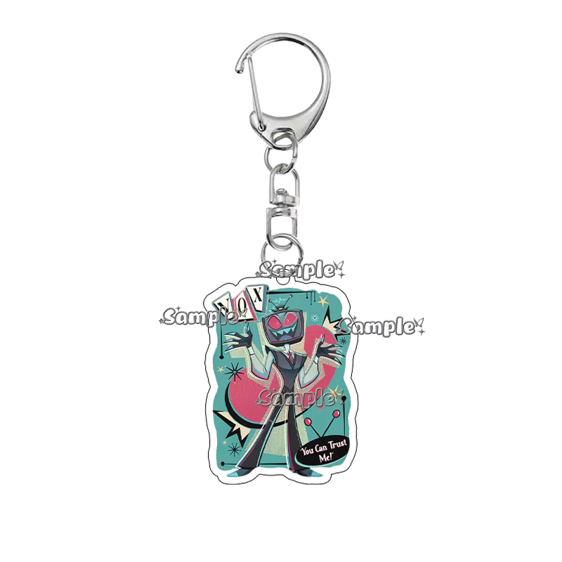 Breloque de sac en acrylique, porte-clés, pendentif fait main, accessoire de mode anime, personnage Hazbin Hotel (Vox Adam), pour sac à dos, cadeaux et décoration
