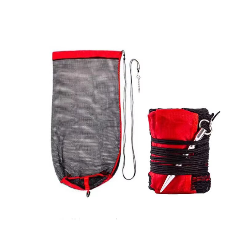 Sac en maille de pêche pliant, équipement de pêche épais, petits filets à grille, filets pour poissons vivants, sac en filet buccal, rangement de fournitures de pêche