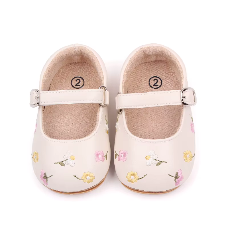 Mocassins mignons en cuir PU avec nœud papillon pour bébé fille