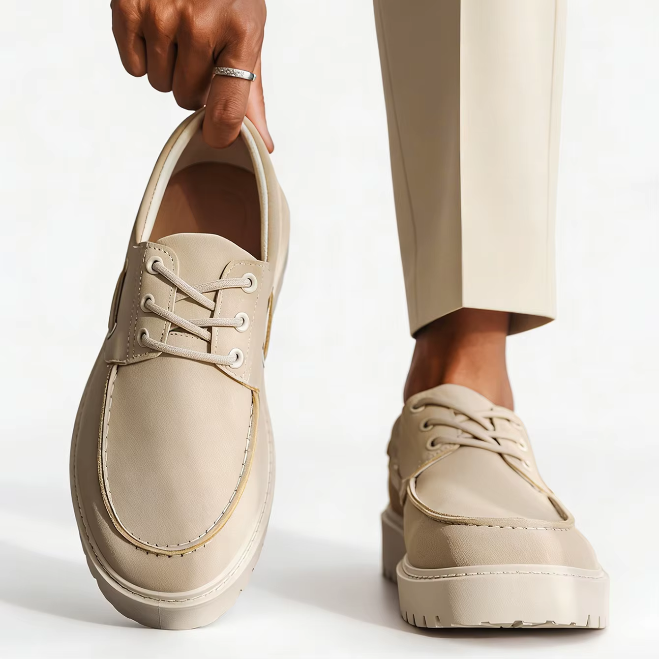 Nouvelles Chaussures Décontractées en Daim pour Hommes – Baskets Confortables à Lacets pour la Marche Quotidienne, Idéales pour l'Extérieur, Antidérapantes, Style Business et Preppy, à Plateforme en C