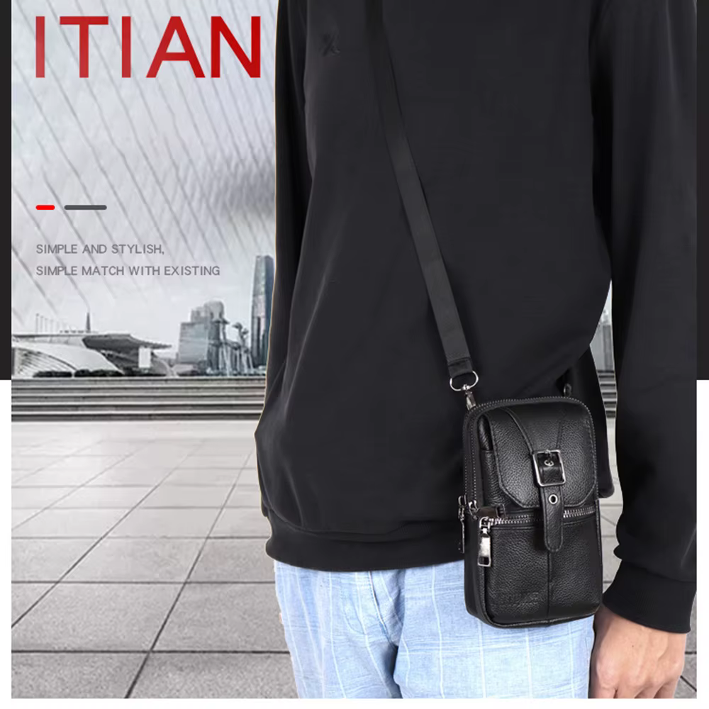 Poudres de téléphone en cuir, petit sac ceinture, sac à main à bandoulière lancé, sac de taille