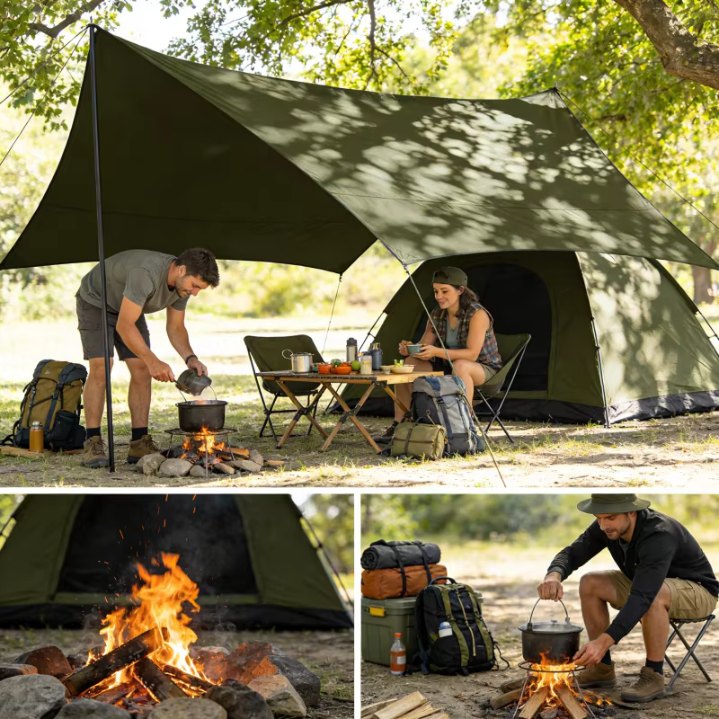 Tente de soleil imperméable, bâche de camping, auvent d'extérieur, abri solaire de jardin et de plage, ultra-léger, résistant et durable