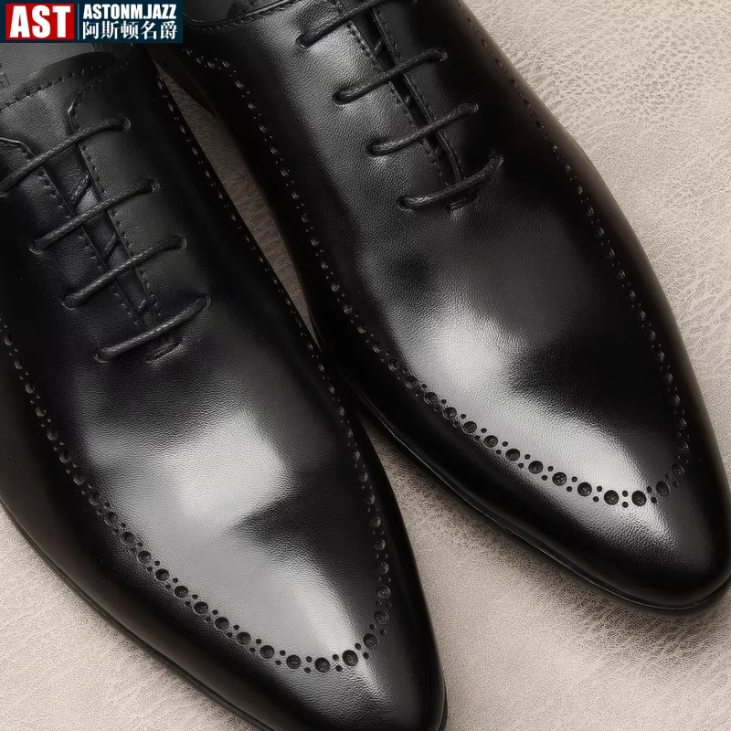 Chaussures Oxford italiennes faites à la main pour hommes, cuir de veau véritable, noir, marron, brogue classique, robe de mariée d'affaires, nouveau, 2025
