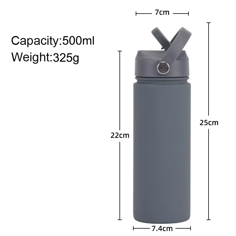 Bouteille d'eau isolée 500 ml Texte/Logo personnalisé - Acier 304, 24 heures froides, essentiels pour le bureau et la salle de sport