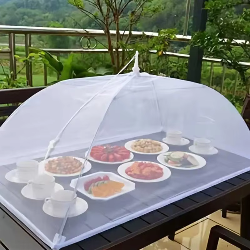 Tente alimentaire pliable en maille blanche – Housse anti-insectes lavable et portable pour pique-nique