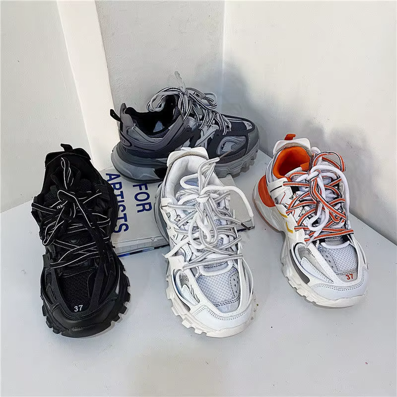 Marque Design noir gris femmes baskets mode nouveaux hommes grosses baskets belle rose papa chaussures à la mode filles garçons chaussures décontractées