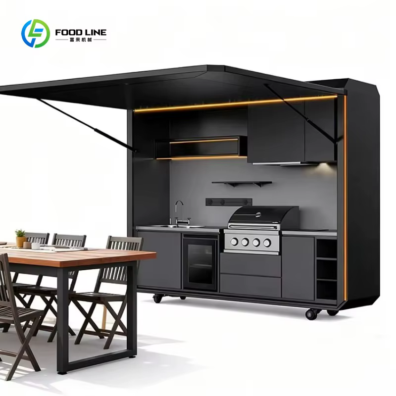 Cuisine mobile de jardin personnalisée, mini-cuisine de camping, ensemble de cuisine portable préfabriquée pour l'extérieur, pour utilisation dans les jardins, parcs et complexes hôteliers.