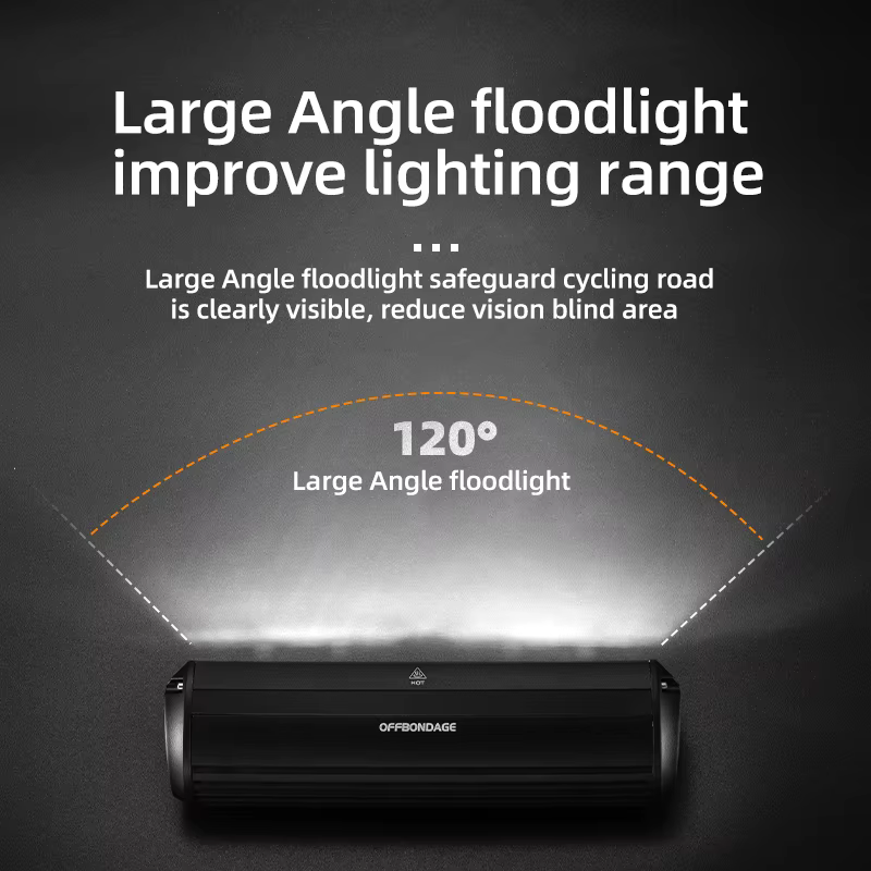 OFFBONDAGE – feu avant de vélo 2600 lumens, lampe de poche étanche 8000mAh, chargeur USB, accessoires de lampe pour cyclisme sur route et vtt