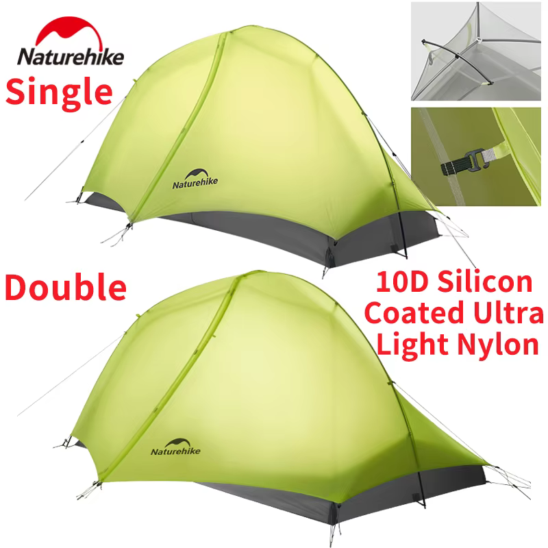 Tente de randonnée Naturehike Star Trail EXT 10D en nylon enduit de silicone ultra-léger, résistance aux intempéries niveau 7, résistance au vent, autoportante