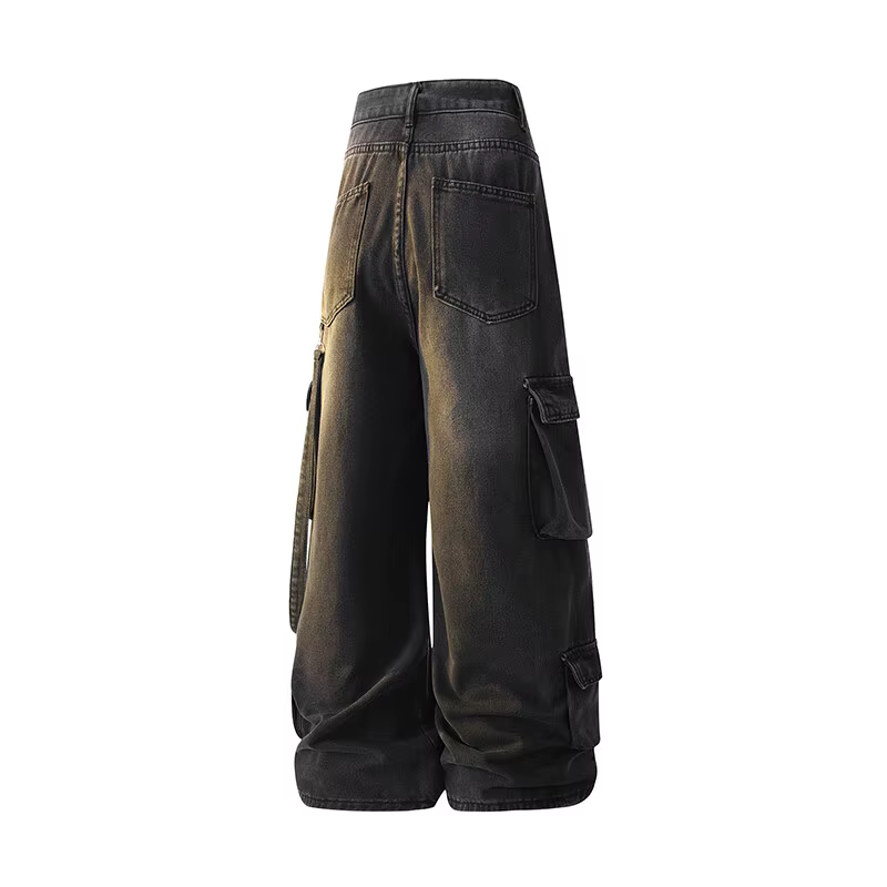 Guitar ANS-Pantalon cargo taille haute pour femme, jean taille haute, jean baggy, jambe large, design multi-poches, haute qualité, nouveau, 2022