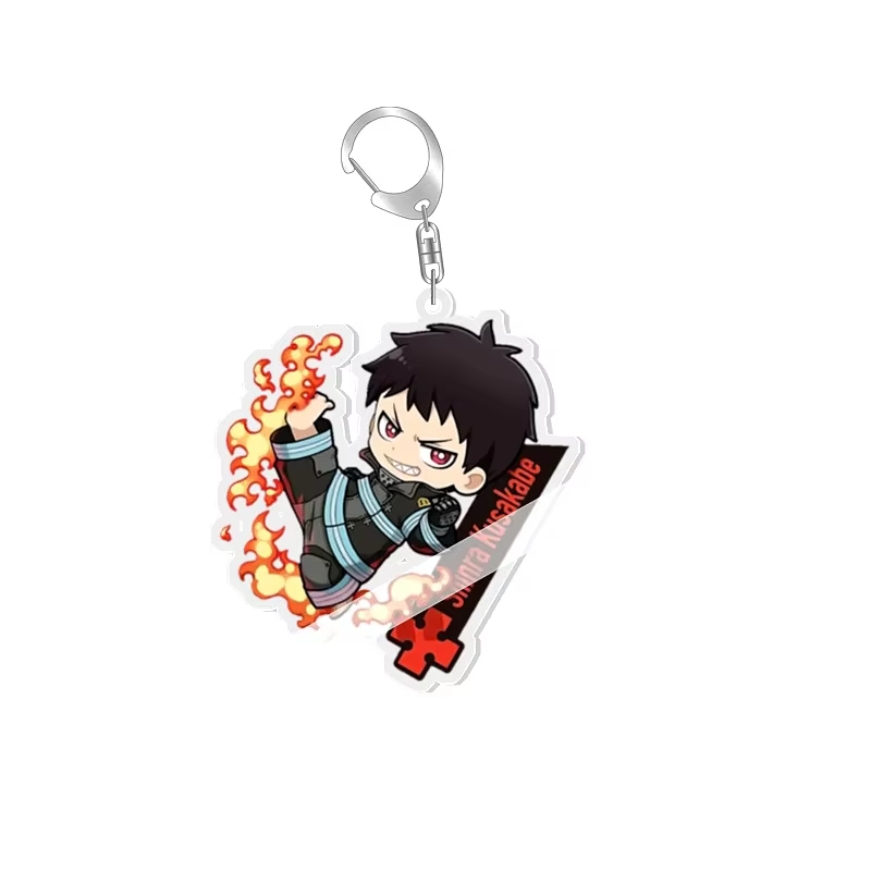 Porte-clés dessin animé Fire Force Shinra Kusakabe, Arthur Boyle Kotatsu Tamaki, étiquette de sac, accessoire Baji