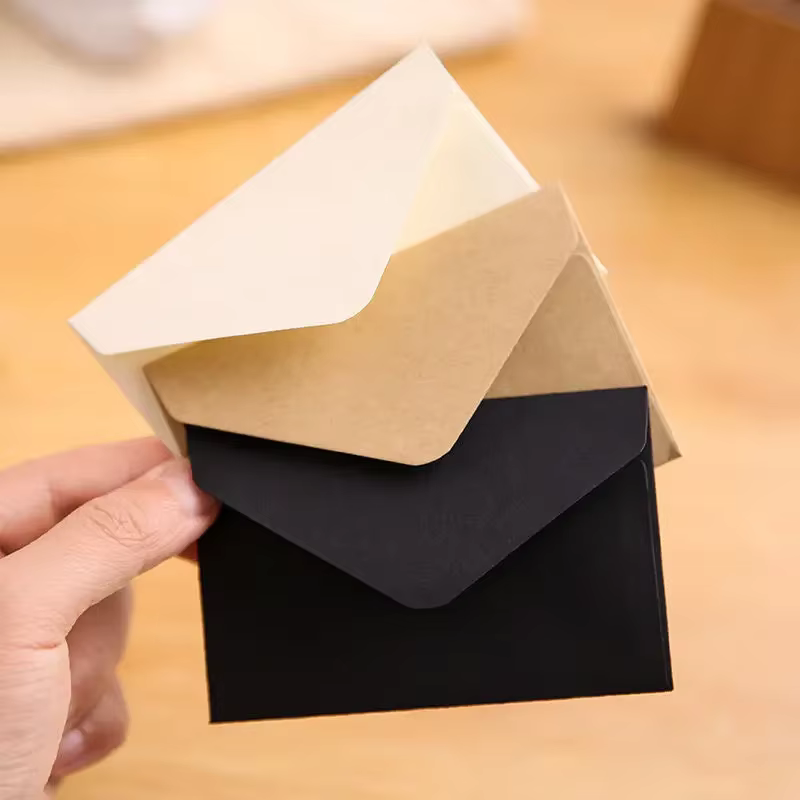 100 mini-enveloppes Kraft marron pour cartes-cadeaux et cartes de visite, 3 couleurs classiques, 10,5 × 7 cm/4 x 2,8 pouces