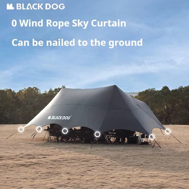 Tente auvent BLACKDOG grand espace, revêtement noir, protection solaire, imperméable, abri solaire, équipement de camping, auvent de fête pour l'extérieur