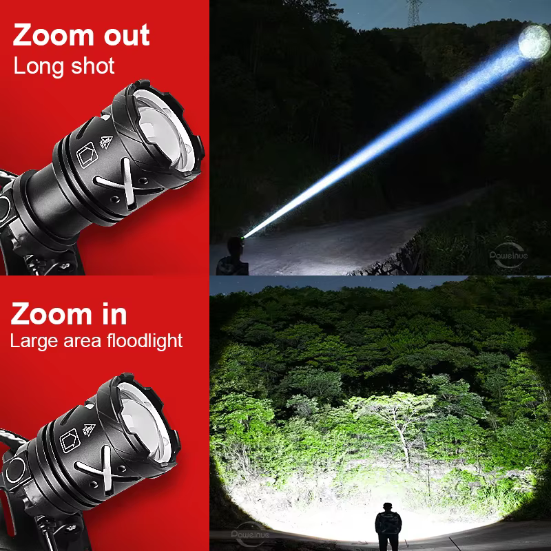 9000000LM lampe frontale Ultra puissante lanterne avant lumière Rechargeable Type C