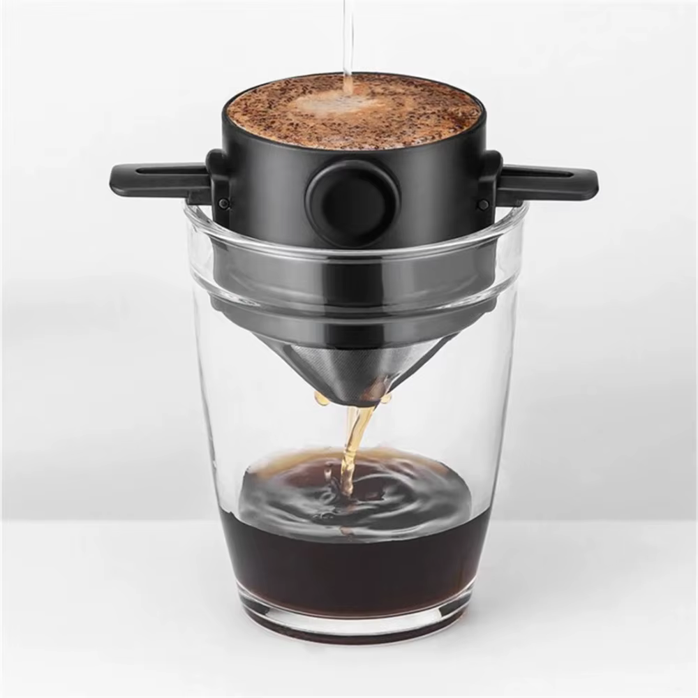 Cafetière portable pour café filtre avec tasse en acier inoxydable