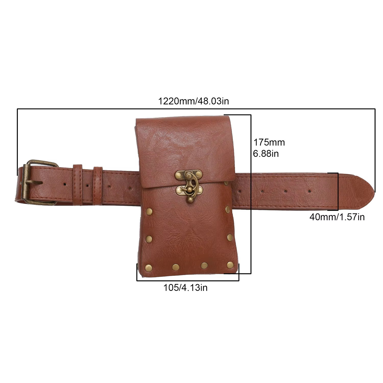 Sac à main en cuir pour hommes et femmes, sacs de taille, portefeuille en poudre, ceinture, punk, viking, 7,5, accessoire de costume d'Halloween pour adultes