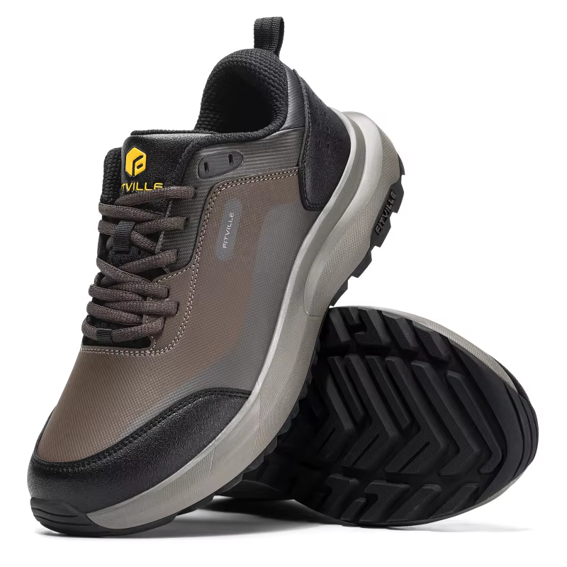 Chaussures de randonnée Fitville pour homme, extra larges, chaussures de marche d'extérieur, chaussures de travail basses imperméables avec soutien de la voûte plantaire pour le talon
