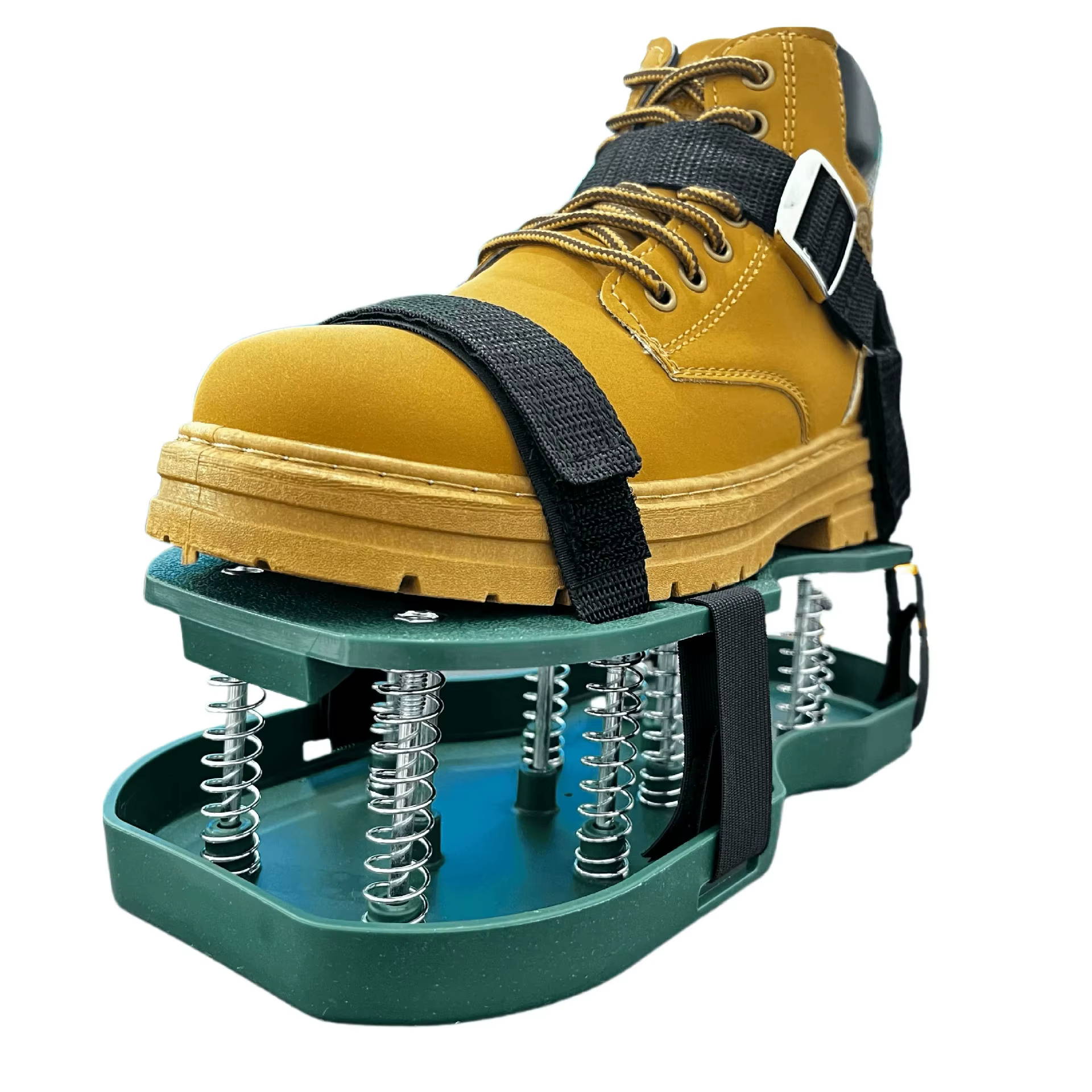 1 paire de chaussures aérateur de pelouse noires, chaussures de jardin à pointes, aération du sol réglable pour hommes et femmes, auto-nivelant, semelle époxy, soins de cour