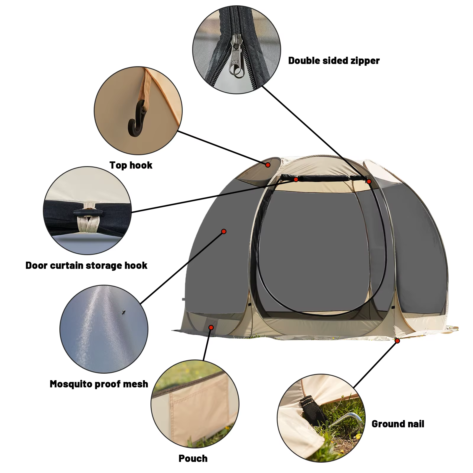 Tente de maison à écran portable avec moustiquaire pour 6 à 8 personnes