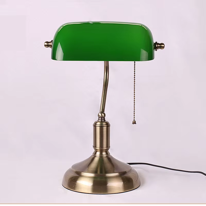 Lampe de Table de banque européenne rétro créative lampe de Table en verre personnalisée Antique Bronze salon chambre lampe de chevet décorative