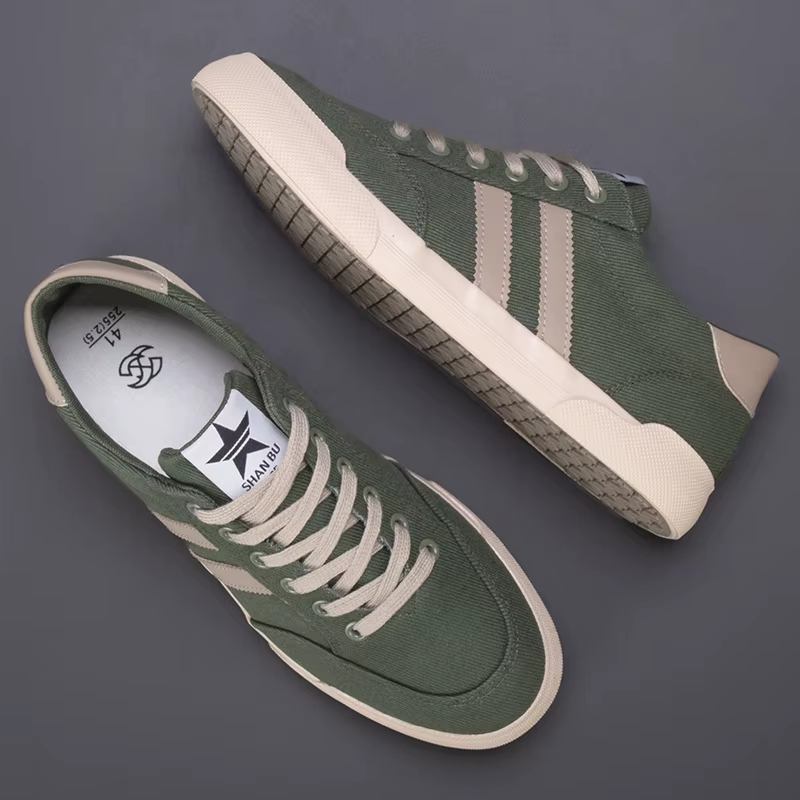 Chaud rétro vert vulcaniser chaussures hommes respirant loisirs