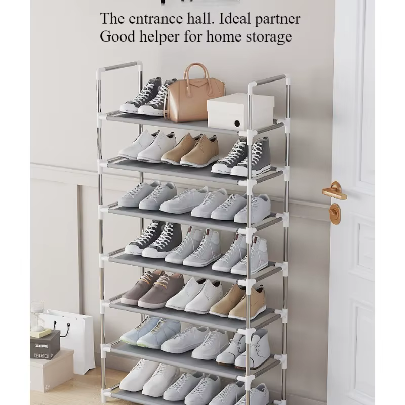 Meuble à chaussures combiné, armoire à chaussures simple pour la maison avec accoudoir, meuble de rangement anti-poussière pour chaussures, meuble à chaussures multi-niveaux à assembler avec porte