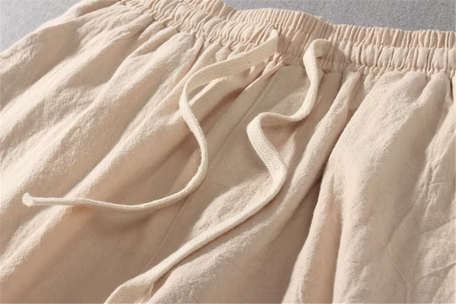 Pantalon d'été en coton et lin pour homme, coupe droite, couleur unie, style décontracté, 2025, fj6XL 9XL