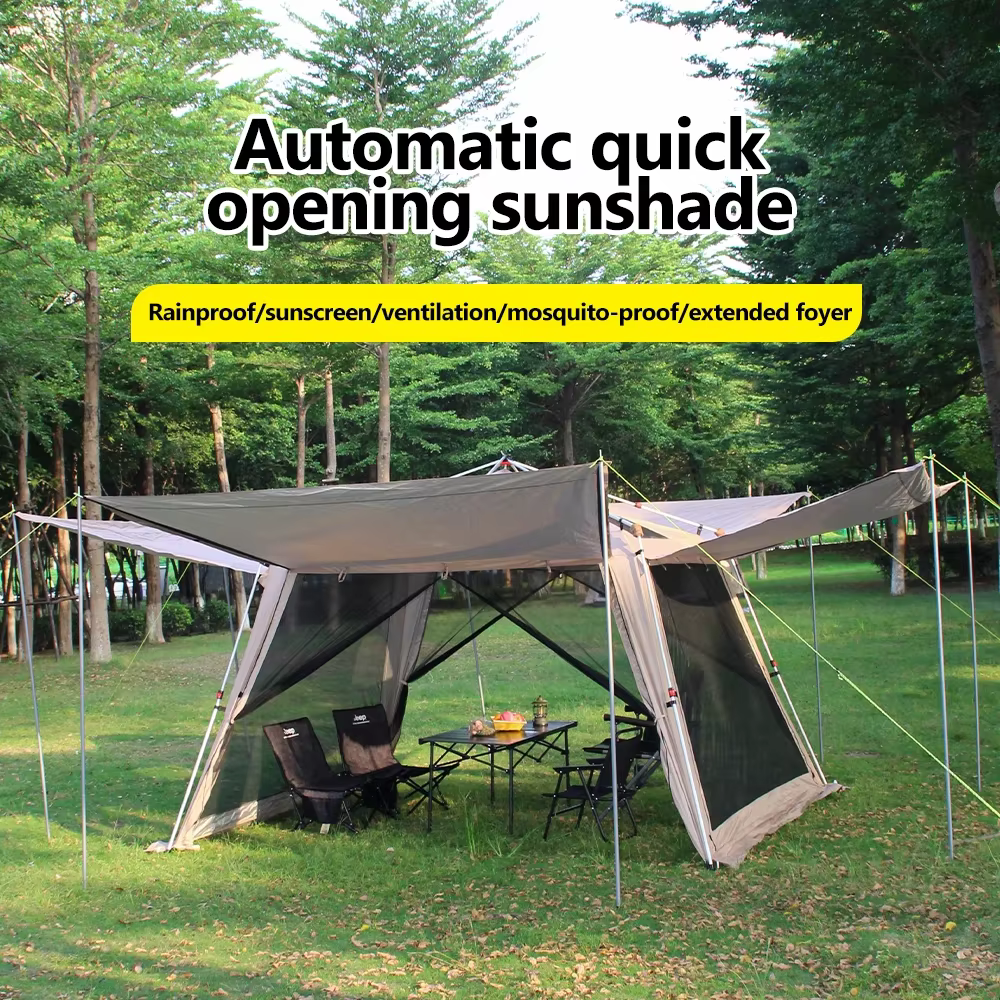 Tente chaude 4 saisons avec poêle Jack Camping familial grand abri solaire coupe-vent étanche avec poteaux en aluminium tous temps en plein air