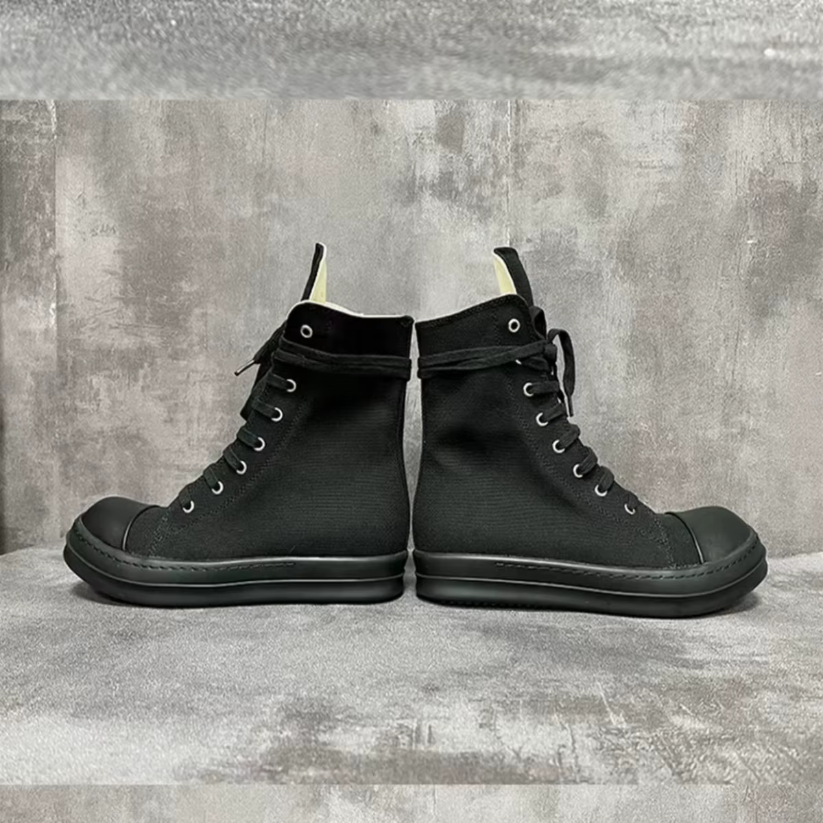 Ro bottes classiques hommes chaussure femmes Sneaker pleine toile noire chaussures hautes espadrilles décontractées fermeture éclair à lacets bottine de luxe
