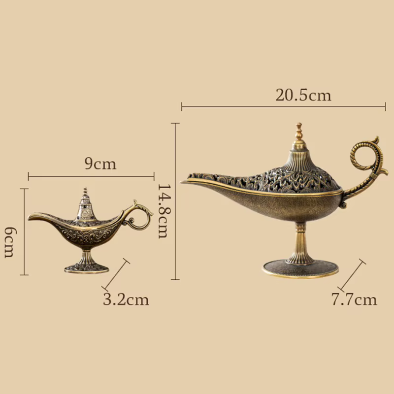 Brûleur d'encens en métal d'inspiration antique en forme de lampe, porte-bougie parfumé et non parfumé, décoration d'intérieur de style arabe, cadeau