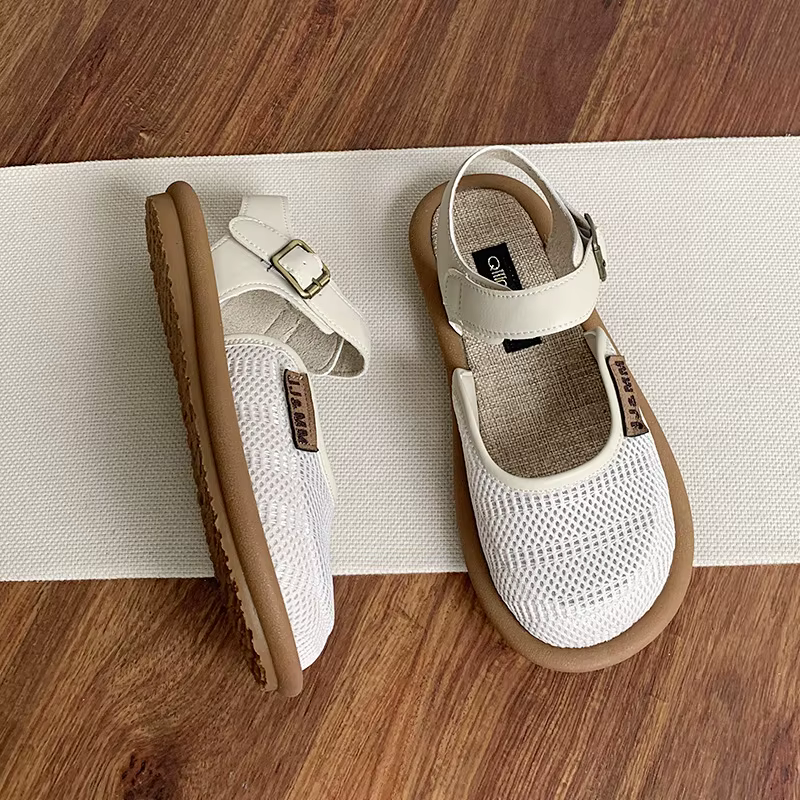 Baotou pantoufles 2025 chaussures d'été pour femmes sandales respirantes à fond plat décontractées