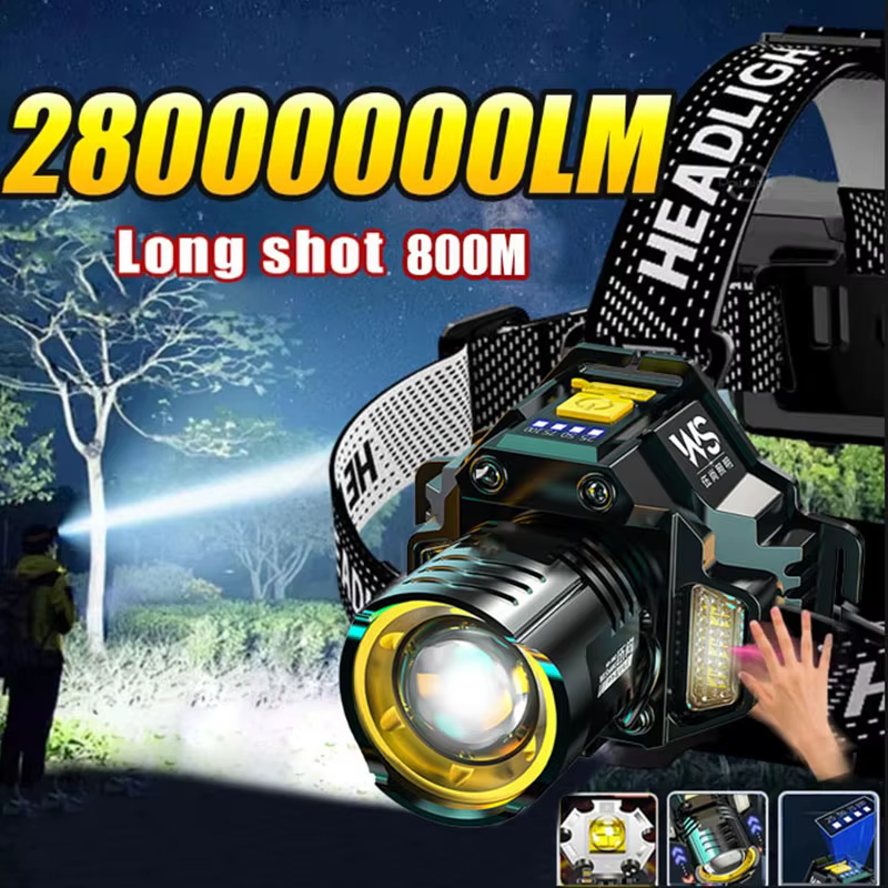 Lampe frontale LED puissante et Rechargeable avec phare télescopique Zoomable-lumière