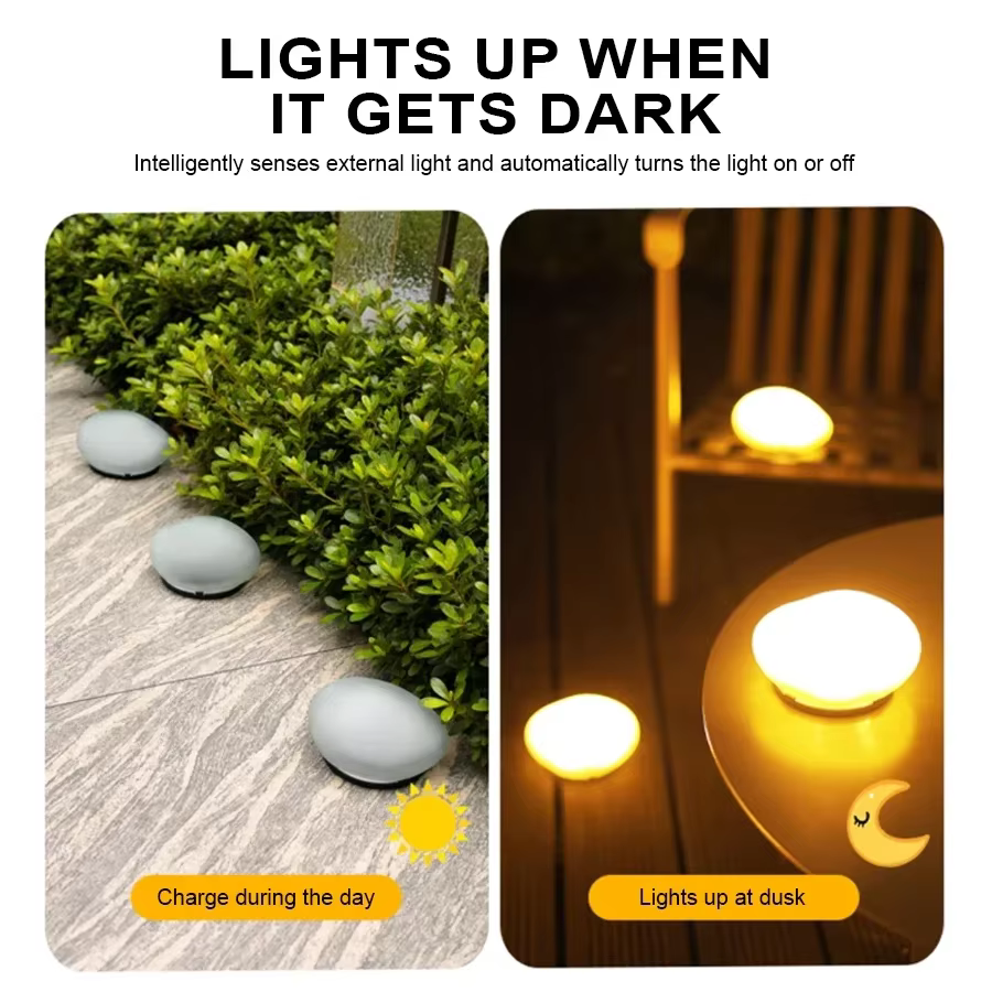 LED lumières de pierre solaires lumière de roche à énergie solaire imperméable extérieure