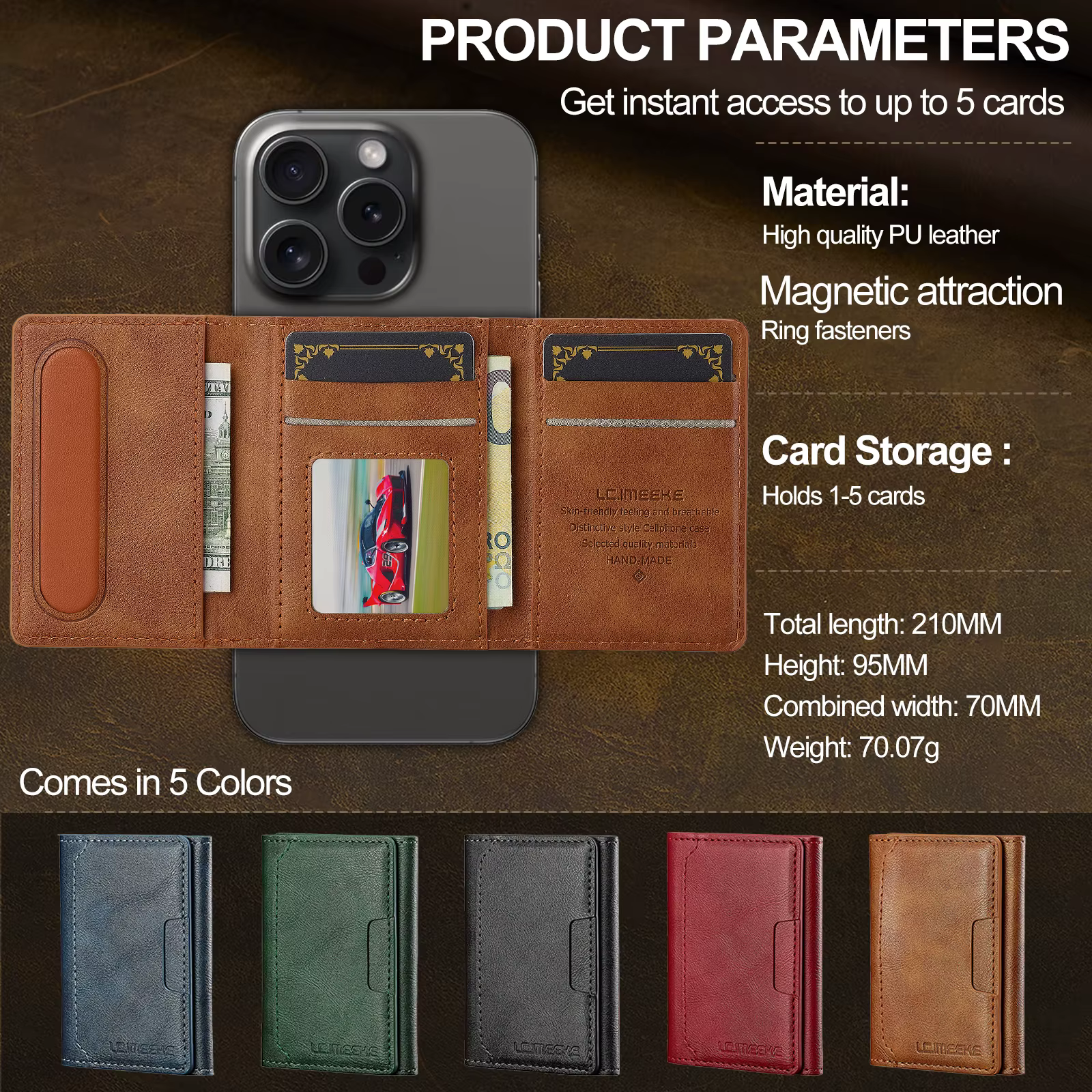 Carte magnétique Solt sac pour iPhone Samsung Google Xiaomi Magsafe fonctions porte-carte portefeuille en cuir PU hommes mince sacs à main poche