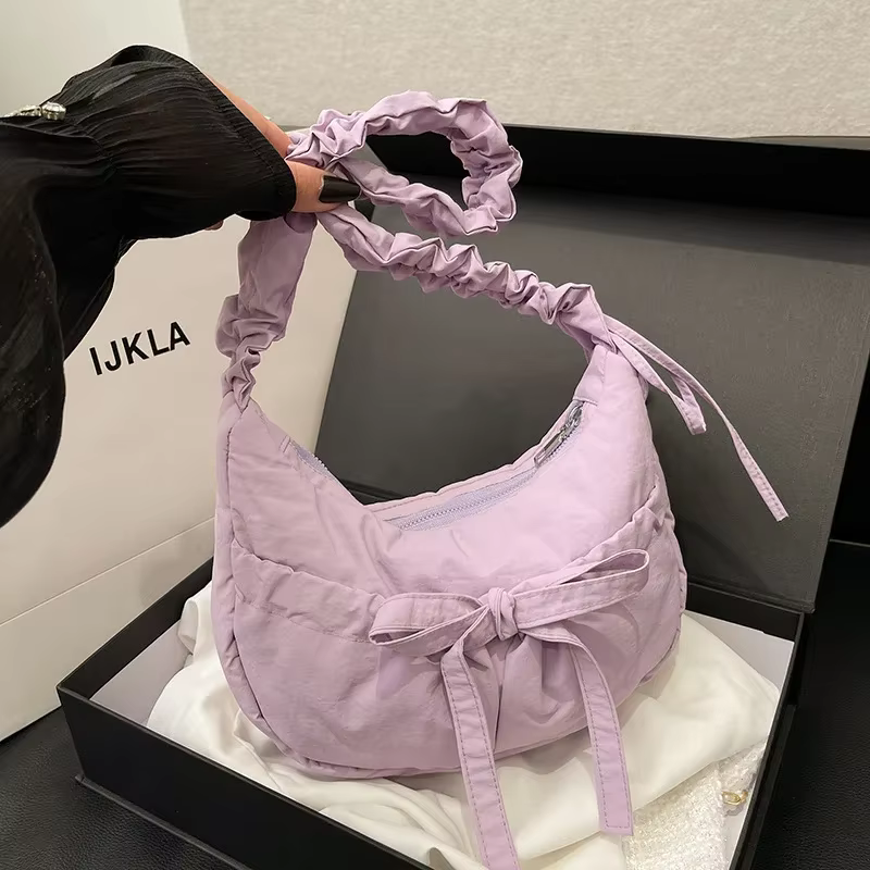 Sacs à main pour femmes sacs à bandoulière en Nylon imperméables grande capacité loisirs sacs à bandoulière simples pour femmes sac plissé à cordon