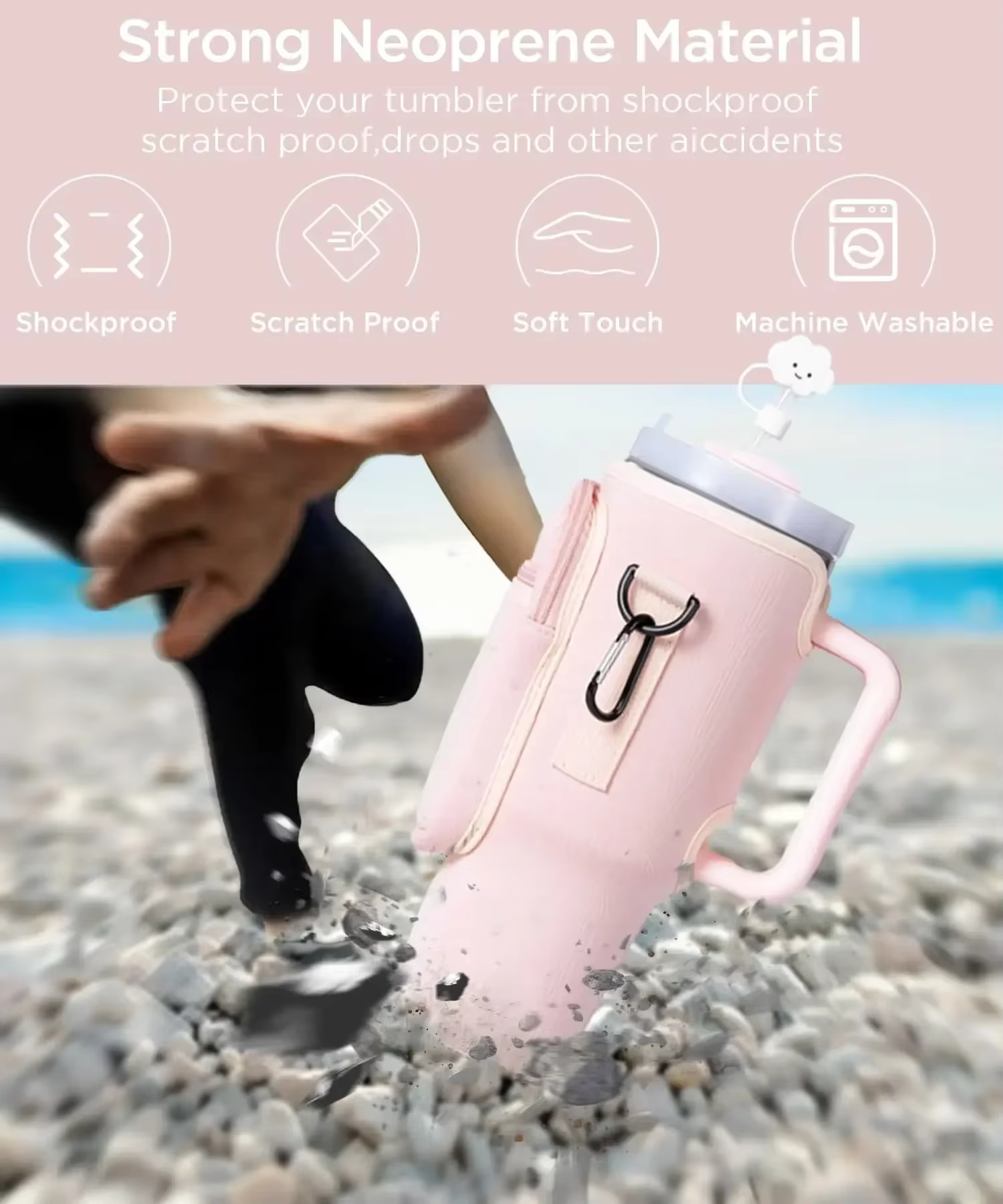 Sac de transport de bouteille d'eau pour gobelet Stanley 40oz avec poignée, porte-bouteille d'eau avec bandoulière réglable avec poche