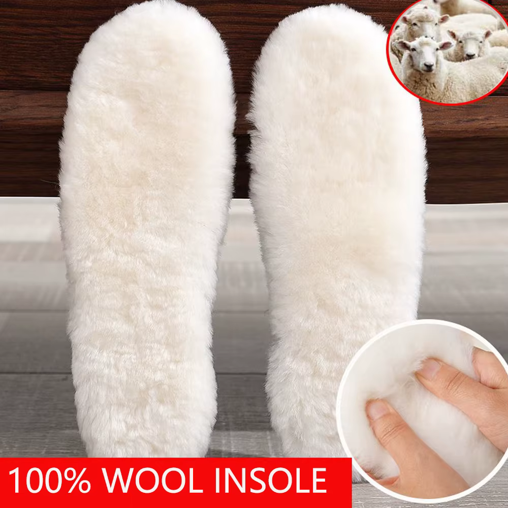 Semelles intérieures en molleton en peau de mouton véritable  Hommes Femmes Semelle intérieure d’hiver en cachemire épais thermique en laine véritable pour Chaussures Semelles intérieures pour bottes 