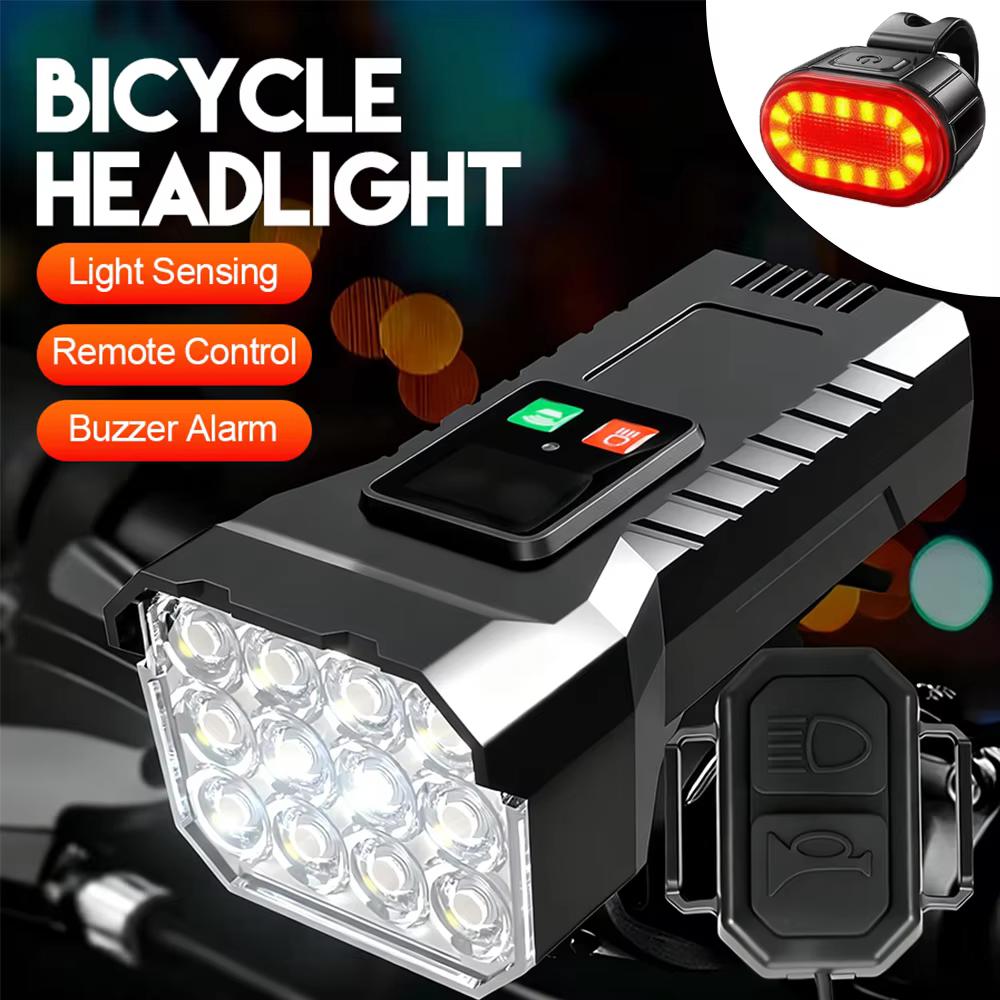 Phare avant de vélo puissant à 12 LED, rechargeable par USB, étanche, pour VTT, accessoires de vélo