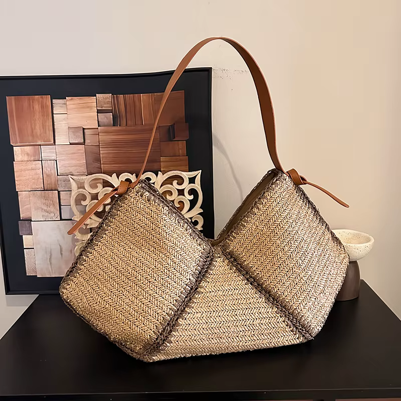 Sacs à main en paille tressée pour femmes, faits à la main, sac de voyage, sac de plage, sac à bandoulière d'été, sac de shopping surdimensionné, panier, Bolsas