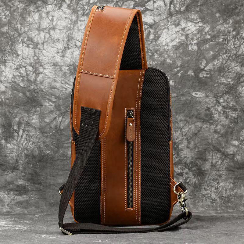 Luufan-Sac de poitrine en cuir véritable pour homme